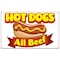 Signmission Hot Dogs All Beef Banner Heavy Duty 13 Oz Vinyl with Grommets B-60 Hot Dogs All Beef - alternate 1